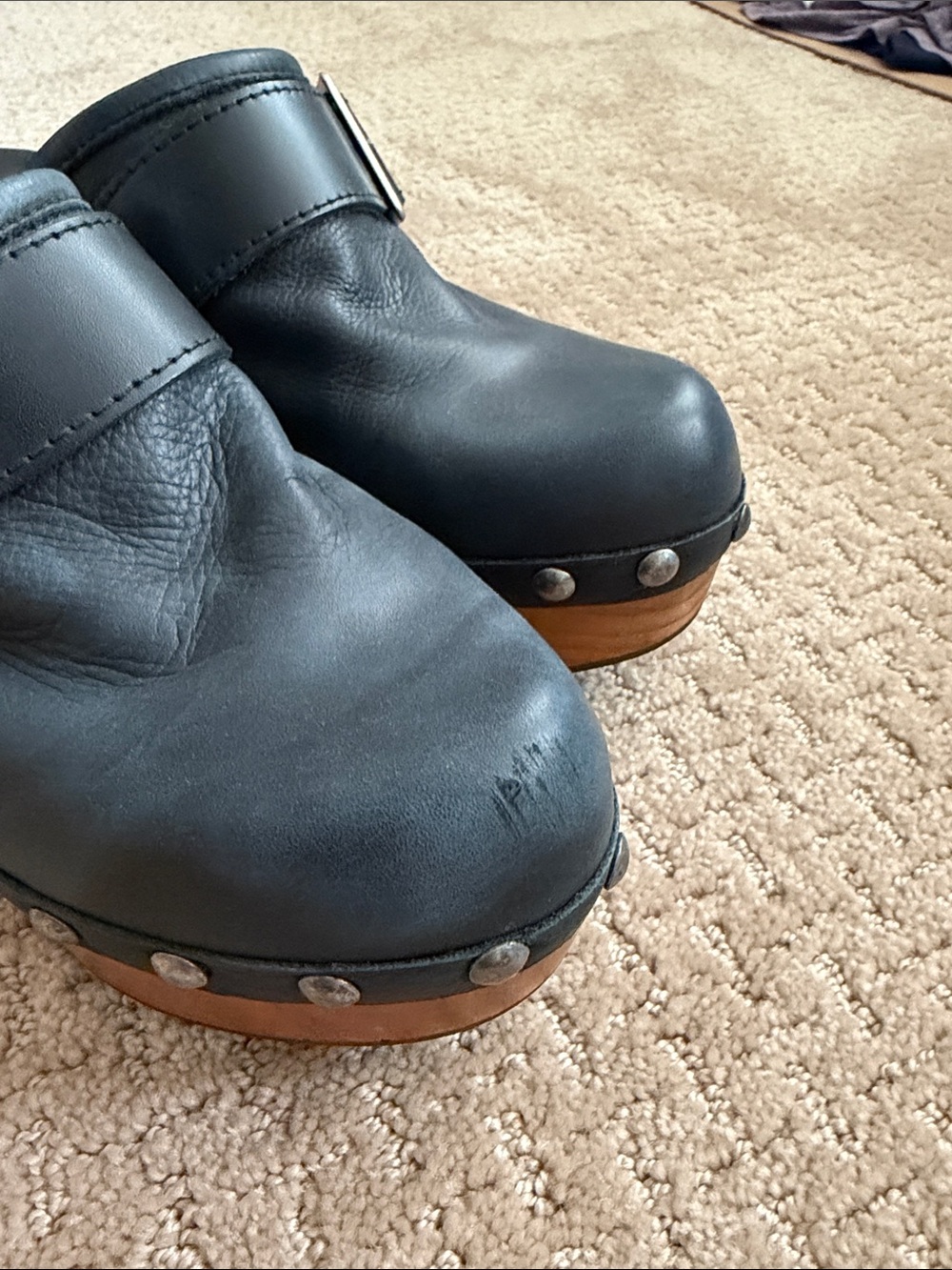 Free People Leather Buckle Clog Mules - selling 2 pair-black and tan - Picture 7 of 7